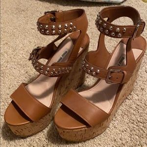 Miu Miu studded, cork wedges